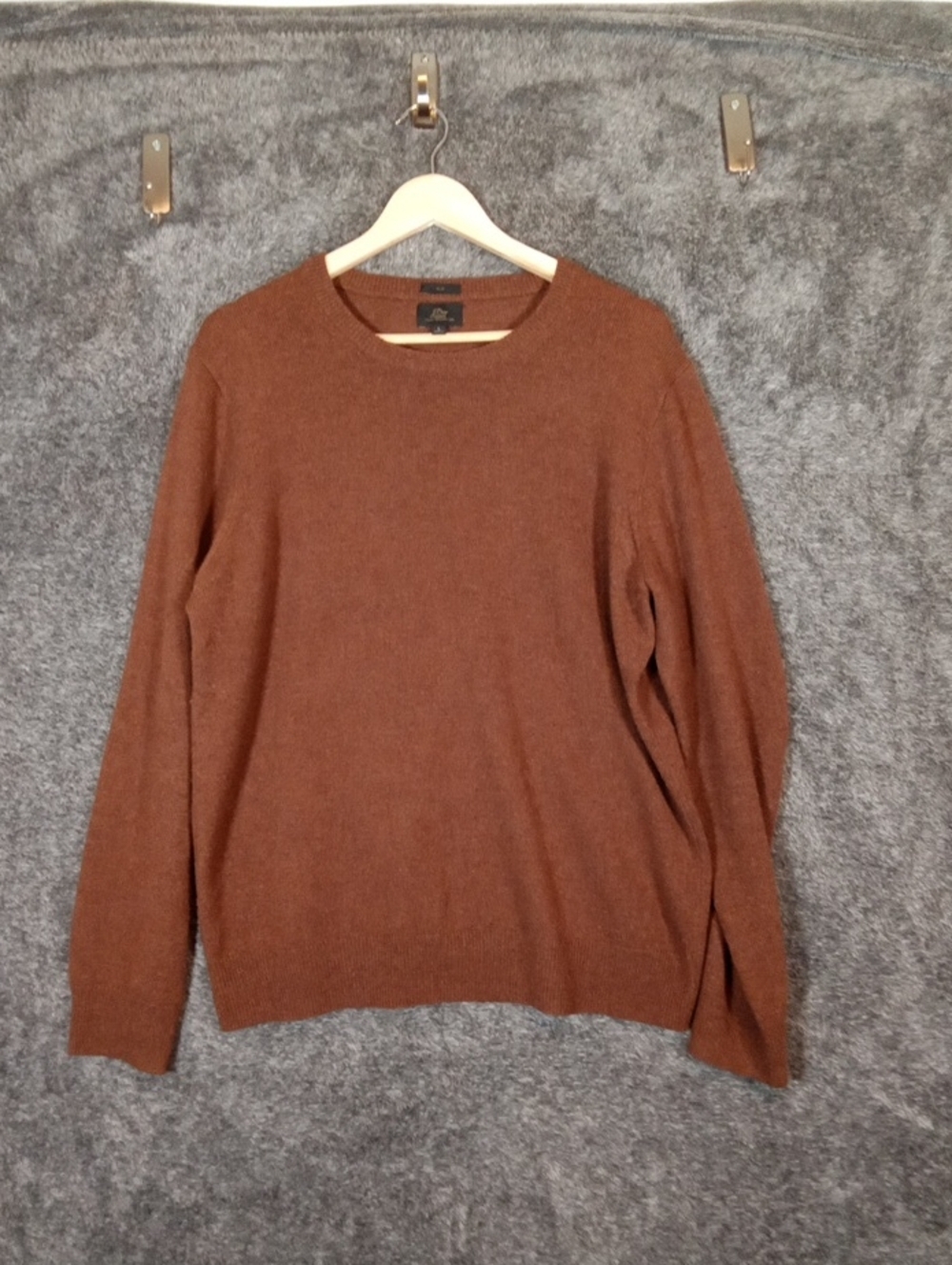 J. Crew Men's Rust Brown Crewneck Sweater Cashmere Italian Yarn Preppy Mens L